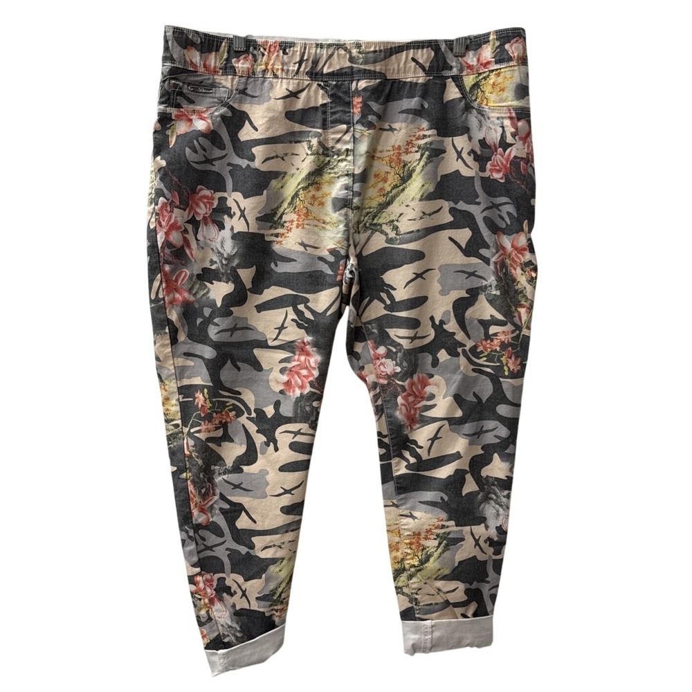 Coco‎ Carmen Camo Floral Print Pants Cropped Cuffed Womens XXL Casual